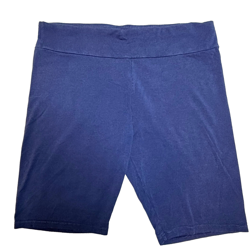 Terra & Sky Bermuda Shorts Womens 1X Navy Blue Pull On Wide Waistband